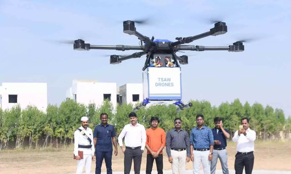 Bridging Rural Healthcare Logistics in Nizamabad with Droneco’s Medical Drones 3 Nizamabad Drone Delivery Take Off TSAW Droneco